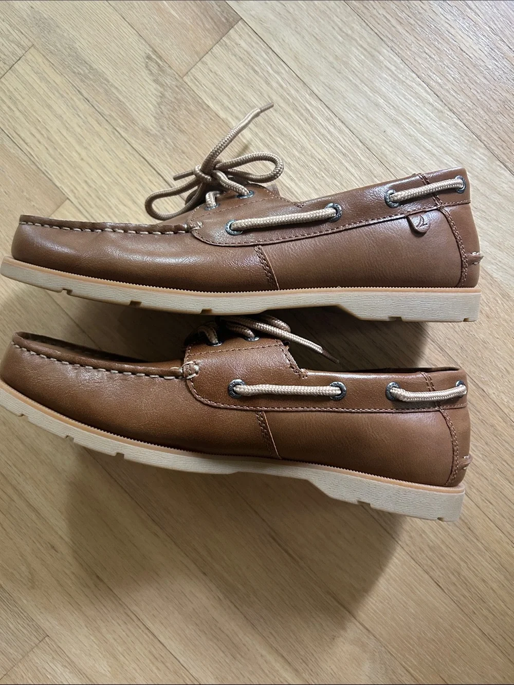 Sperry NWOT Men’s Tan Leather Boat Shoes - Classic Top Sider Lace-Up, Size 9